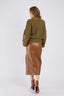 JACINTH FAUX LEATHER MIDI SKIRT