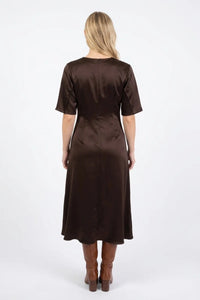 DERHY ANGELIQUE DRAPED SATIN DRESS