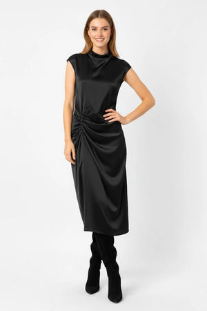DERHY ANITA DRAPED SATIN DRESS