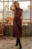 DERHY ANITA DRAPED SATIN DRESS