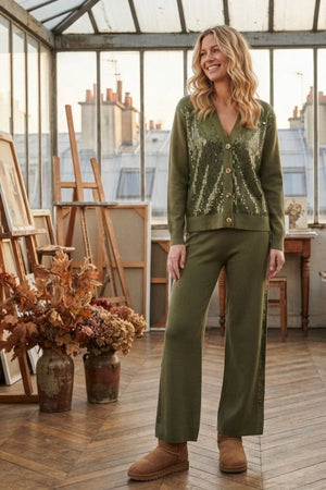 DERHY CHARLINE SEQUINED KNIT TROUSERS