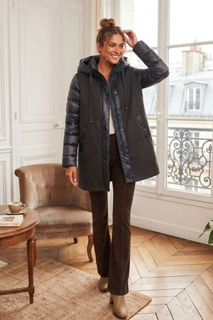 DERHY DALILA TWO-TONE LONG DOWN JACKET