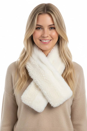 DERHY HEATHER FAUX FUR CROSSOVER SCARF