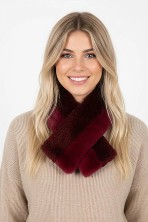 DERHY HEATHER FAUX FUR CROSSOVER SCARF