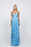 RIESA PLUNGING ORGANZA FRILL GOWN
