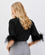 ACCESS FASHION BLOUSE WITH FAUX FEATHER-TRIMMED SLEEVES