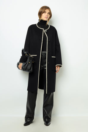 TWO-TONE MID-LENGTH COAT - LILIA