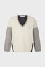 COLOR BLOCK CASHMERE V-NECK SWEATER - JALYA