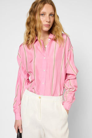 STRIPED SILK SHIRT - UZZANA