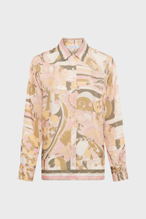 HANDKERCHIEF PRINT SATIN FEEL SHIRT - USHAUNA