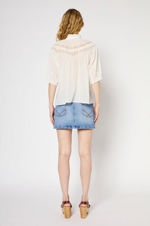 EMBROIDERED COTTON SHIRT - UMBER