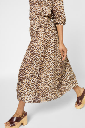 LEOPARD COTTON VOILE SKIRT - VALY