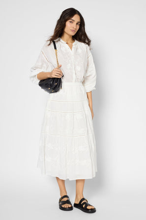 EMBROIDERED COTTON MAXI SKIRT - VERA