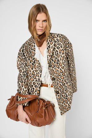 SHORT COAT WITH LEOPARD PRINT - SANIA