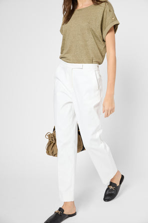 ELASTICATED STRAIGHT COTTON PANTS - LOUISE