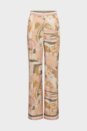 WIDE-LEG HANDKERCHIEF PRINT SATIN PANTS - LIRA
