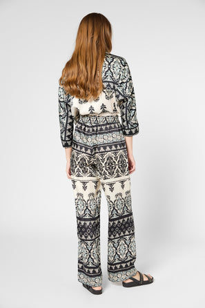 WIDE-LEG SATIN PRINT PANTS - LANI