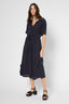 WAISTED POLKA DOTS MAXI DRESS - POPELINE