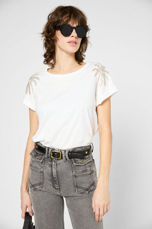 PALM TREE T-SHIRT WITH RHINESTONE - GISELE