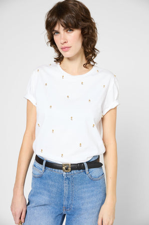 BEADED COTTON T-SHIRT - GRACIA