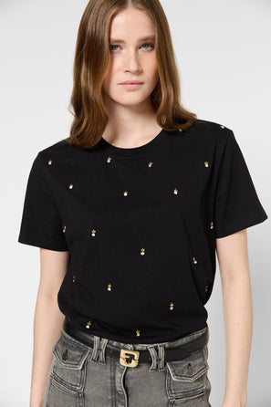 BEADED COTTON T-SHIRT - GRACIA
