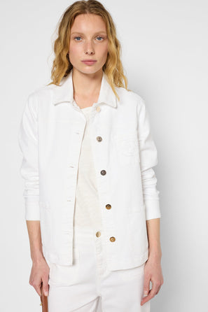 STRAIGHT CUT DENIM JACKET WITH GOLD-TONE BUTTONS - RUBIA