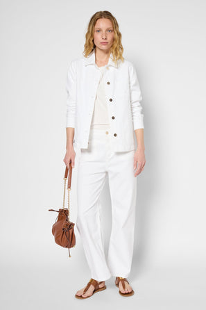 STRAIGHT CUT DENIM JACKET WITH GOLD-TONE BUTTONS - RUBIA
