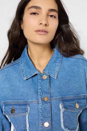 FRINGED DENIM JACKET - ROMYRA