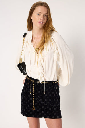 RUFFLED SATIN SHIRT - AGNELLA