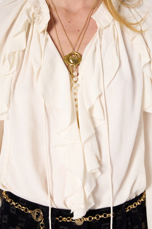 RUFFLED SATIN SHIRT - AGNELLA