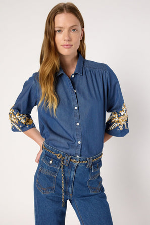 EMBROIDERED DENIM SHIRT - AMELIE