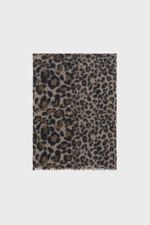 LEOPARD SCARF IN WOOL AND CASHMERE - ROSALIE
