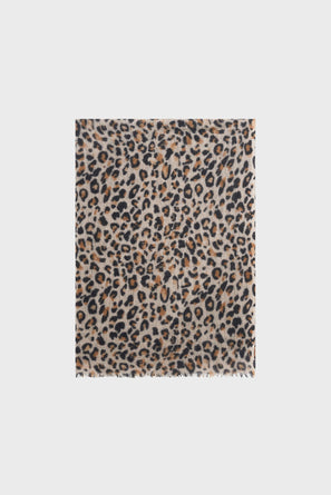 WOOL AND CASHMERE LEOPARD SCARF - ROSALIE