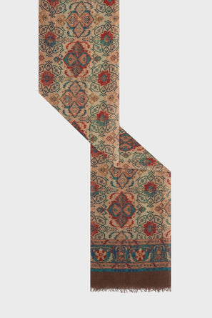 WOOL AND MODAL ETHNIC SCARF - RUBY