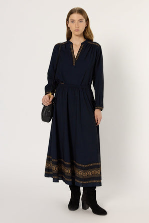 MIDI SKIRT WITH PLACEMENT DESIGN - BONNIE