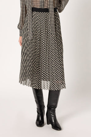 MIDI SKIRT WITH GRAPHIC, POLKA DOT PRINT - BETH