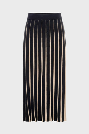 TWO-TONE PLEATED KNIT SKIRT - BIBIANE