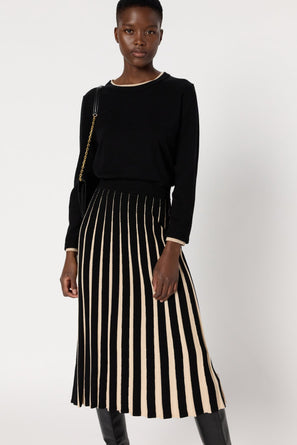TWO-TONE PLEATED KNIT SKIRT - BIBIANE