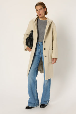 HOODED COAT IN WOOL AND ALPACA - MALOU