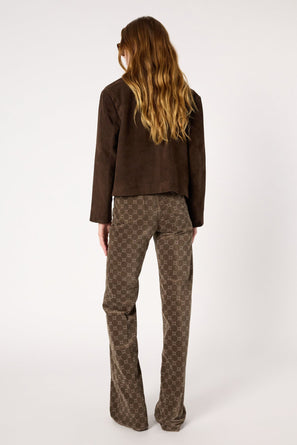 FLARED VELVET PANTS WITH MONOGRAM - ANNA