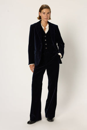 VELVET WIDE-LEG PANTS - CLOTILDE