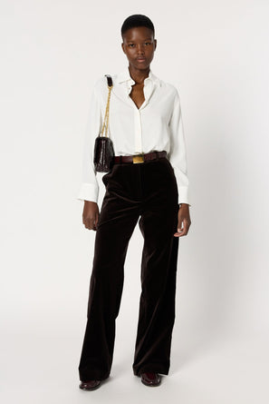 VELVET WIDE-LEG PANTS - CLOTILDE