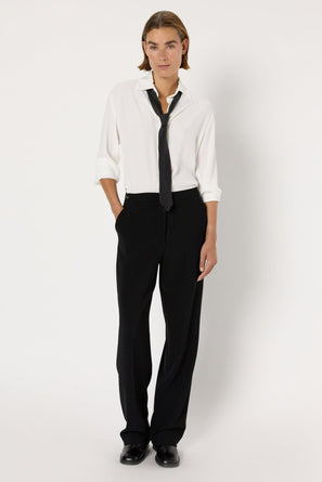 STRAIGHT SUIT PANTS WITH ELASTIC WAIST - CECILE