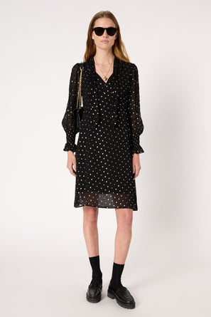 CHIFFON DRESS WITH LAVALLIÈRE COLLAR - LAURE