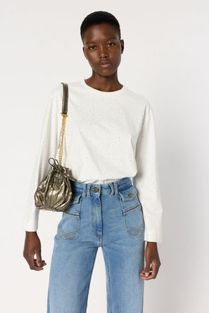COTTON T-SHIRT WITH GLITTER - HERMINE