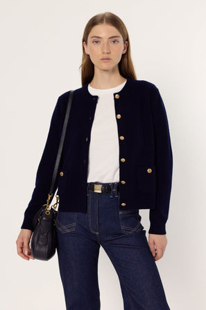 WOOL CARDIGAN WITH GOLD BUTTONS - ELOISE