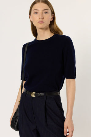 SHORT-SLEEVED WOOL SWEATER - EVAELLE