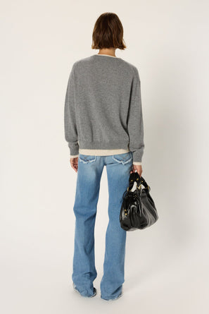TWO-TONE ROUND NECK CASHMERE SWEATER - EDDA