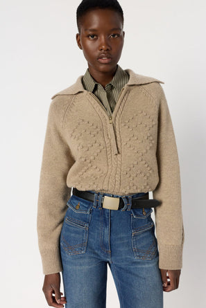 LUREX SWEATER WITH ZIPPERED COLLAR - EDENA