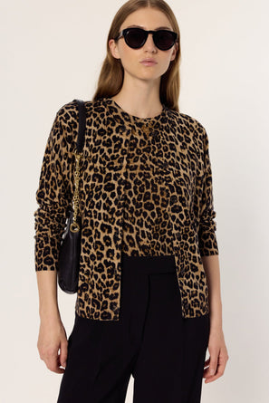 FINE WOOL LEOPARD CARDIGAN - ELODIE